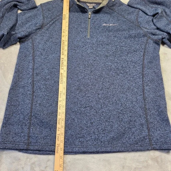 Eddie Bauer Men XL Blue Heather 1/4 Zip Pullover Long Sleeve Outdoors Hiker Gorp - Picture 3 of 6